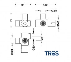 MEDIDAS VALVULA TERMOSTATICA OCULYA TRES GRIFERIA